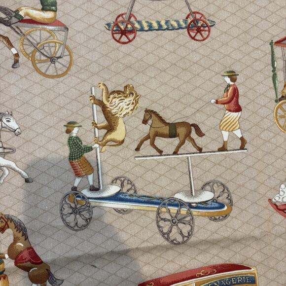 Vtg P Kaufmann Carousel Horse Fabric Tan‎ Geometric Circus Rocking Racing 53x54” - Picture 12 of 16